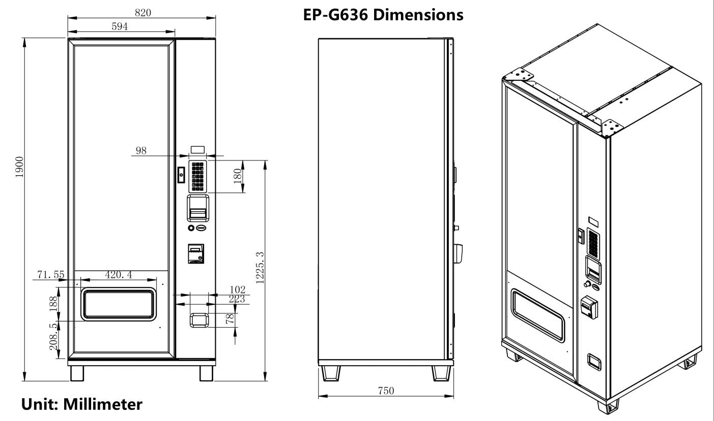 EPEX G627 Snack Vending Machine with LED Glass Front