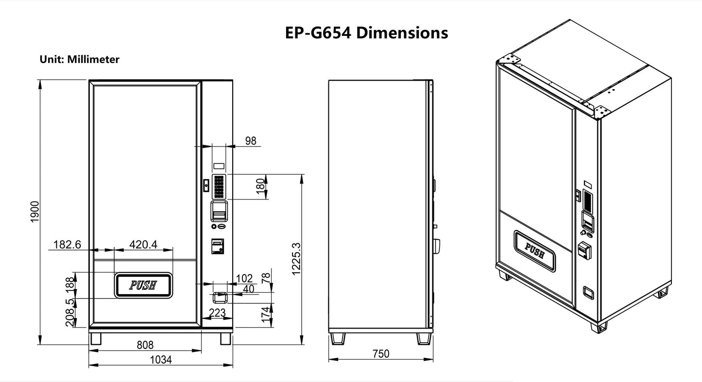 EPEX G645 Large Beverage Snack Combo Vending Machine with Stratified Temp Control