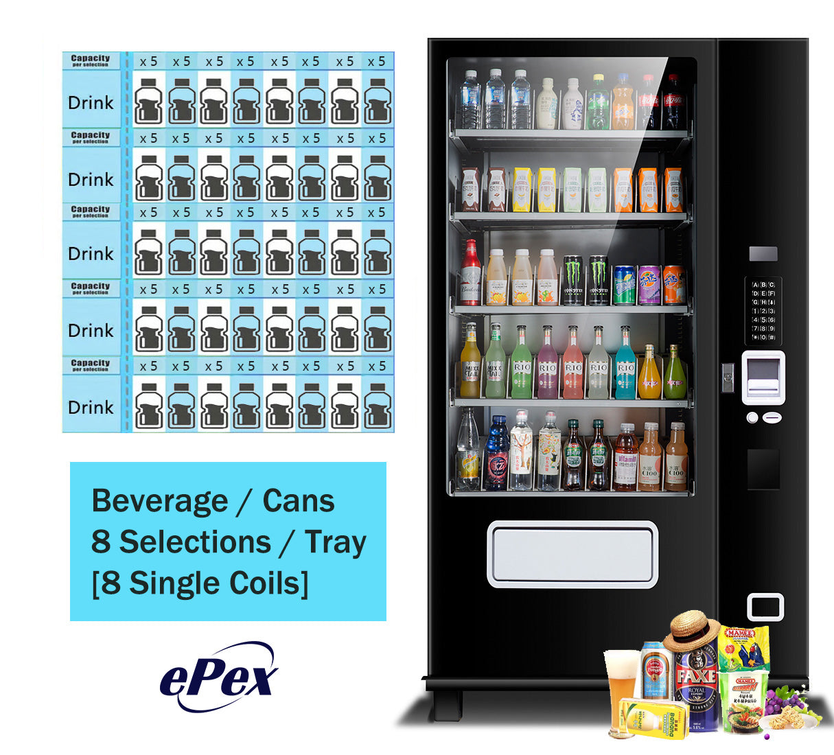 Eexploding Vending Machine EPEX D540 Large Beverage Drink Vending Machine with Elevator Delivery ...