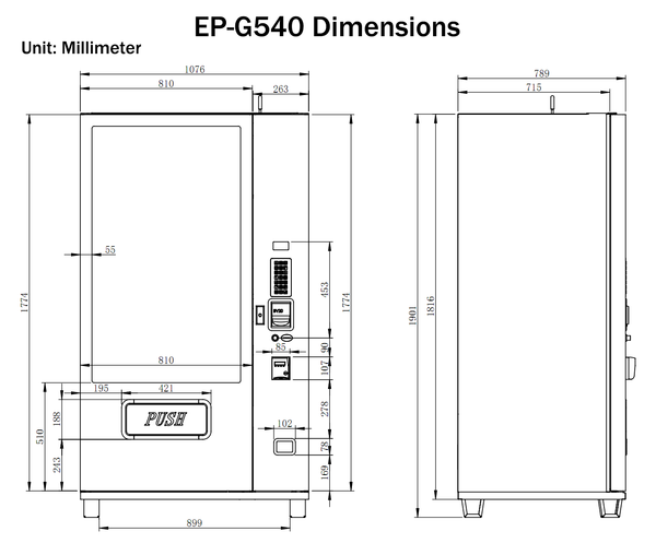 EPEX D540 Large Beverage Drink Vending Machine with Elevator Delivery ...