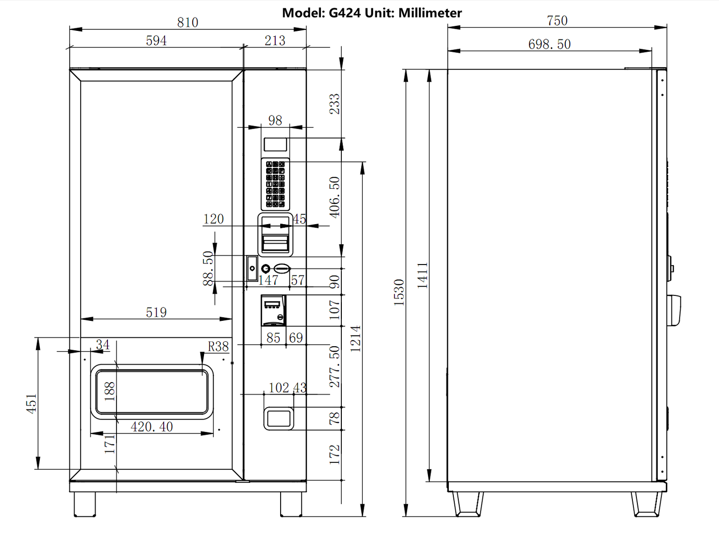 EPEX G420 Small Beverage Snack Combo Vending Machine with Stratified Temp Control