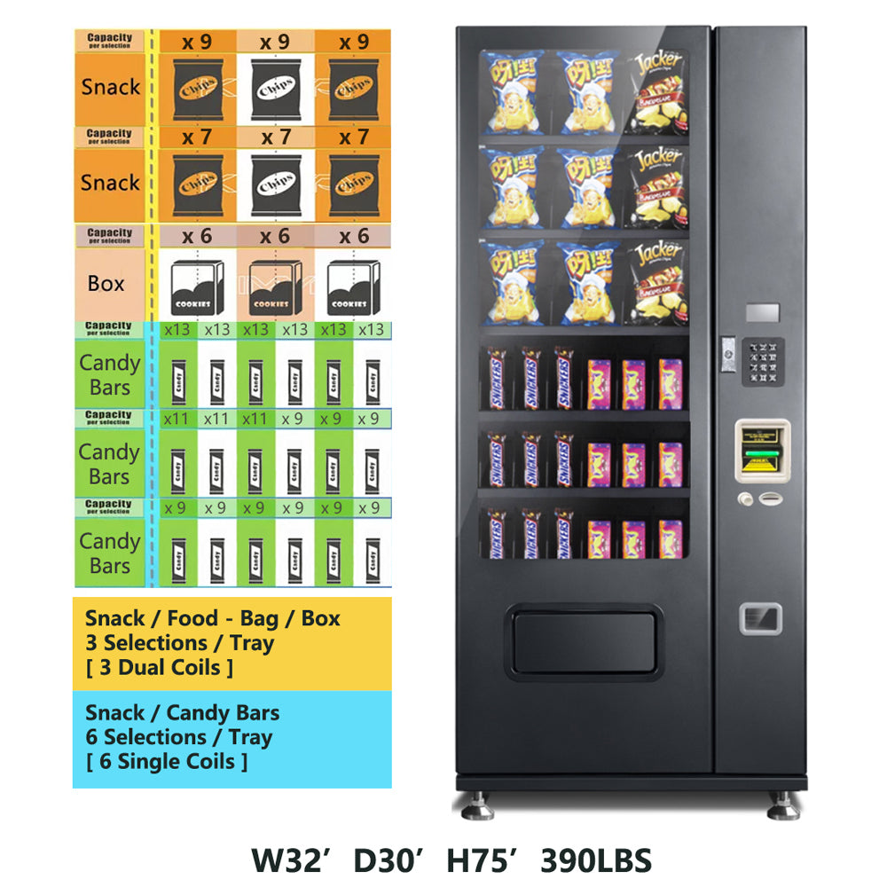 Eexploding Vending Machine EPEX G627 Snack Vending Machine with LED Glass Front – EPEX Vending