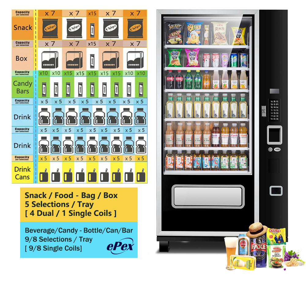 EPEX G645 Large Beverage Snack Combo Vending Machine with Stratified Temp Control