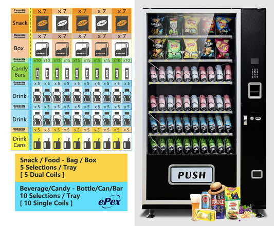 EPEX G660 Extra Large Beverage Snack Combo Vending Machine with Stratified Temp Control