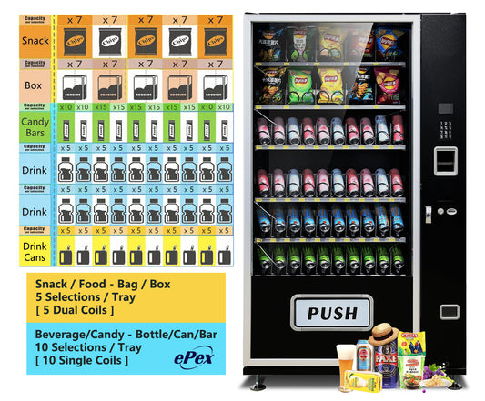 EPEX G660 Extra Large Beverage Snack Combo Vending Machine with Stratified Temp Control