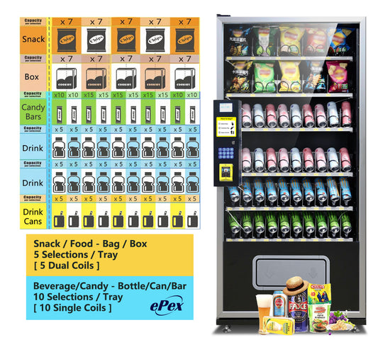 EPEX G660W Cashless Extra Large Refrigerated Combo Vending Machine with Nayax VPOS Touch Card Reader