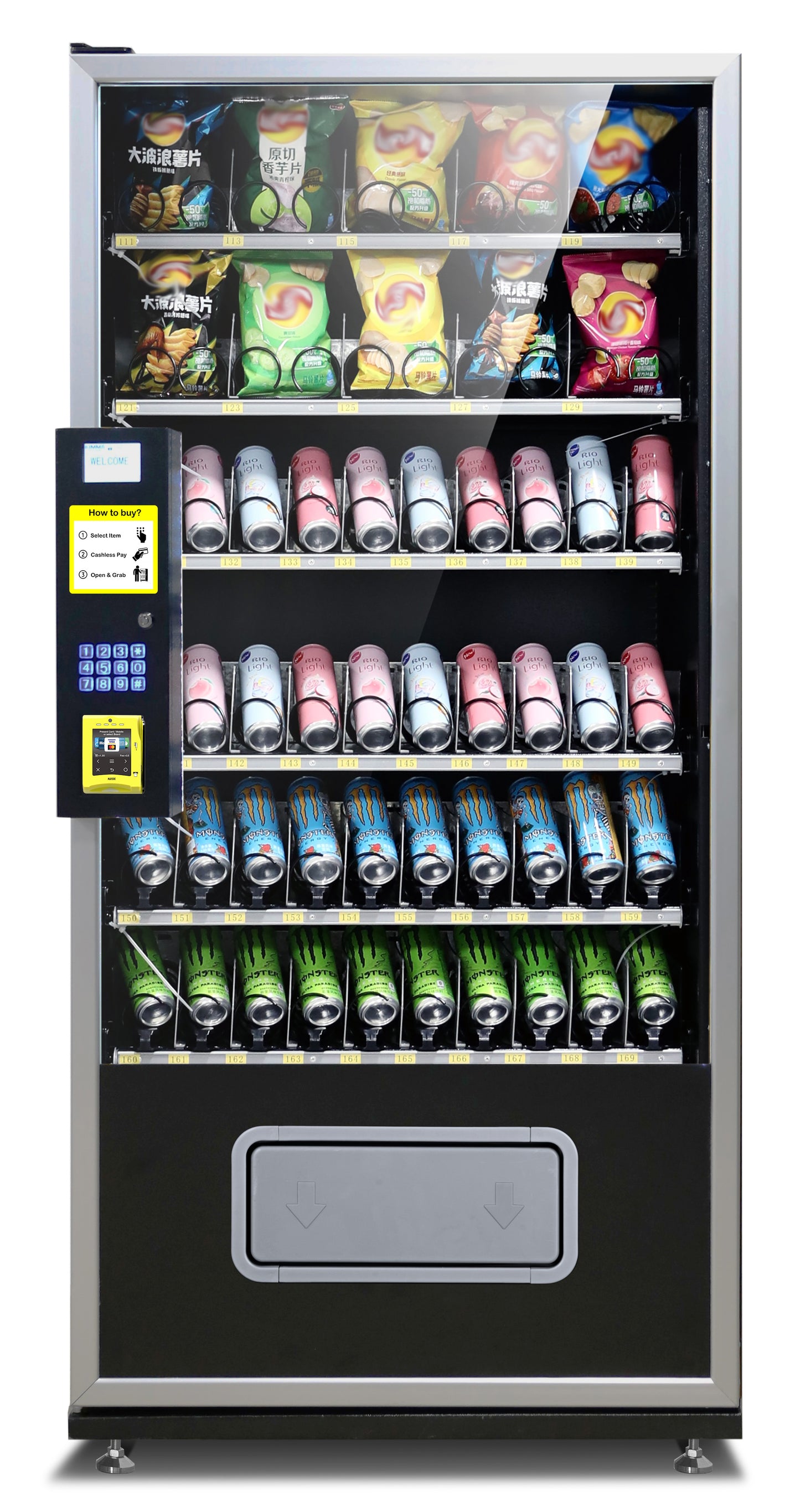 EPEX G660W Cashless Extra Large Refrigerated Combo Vending Machine with Nayax VPOS Touch Card Reader
