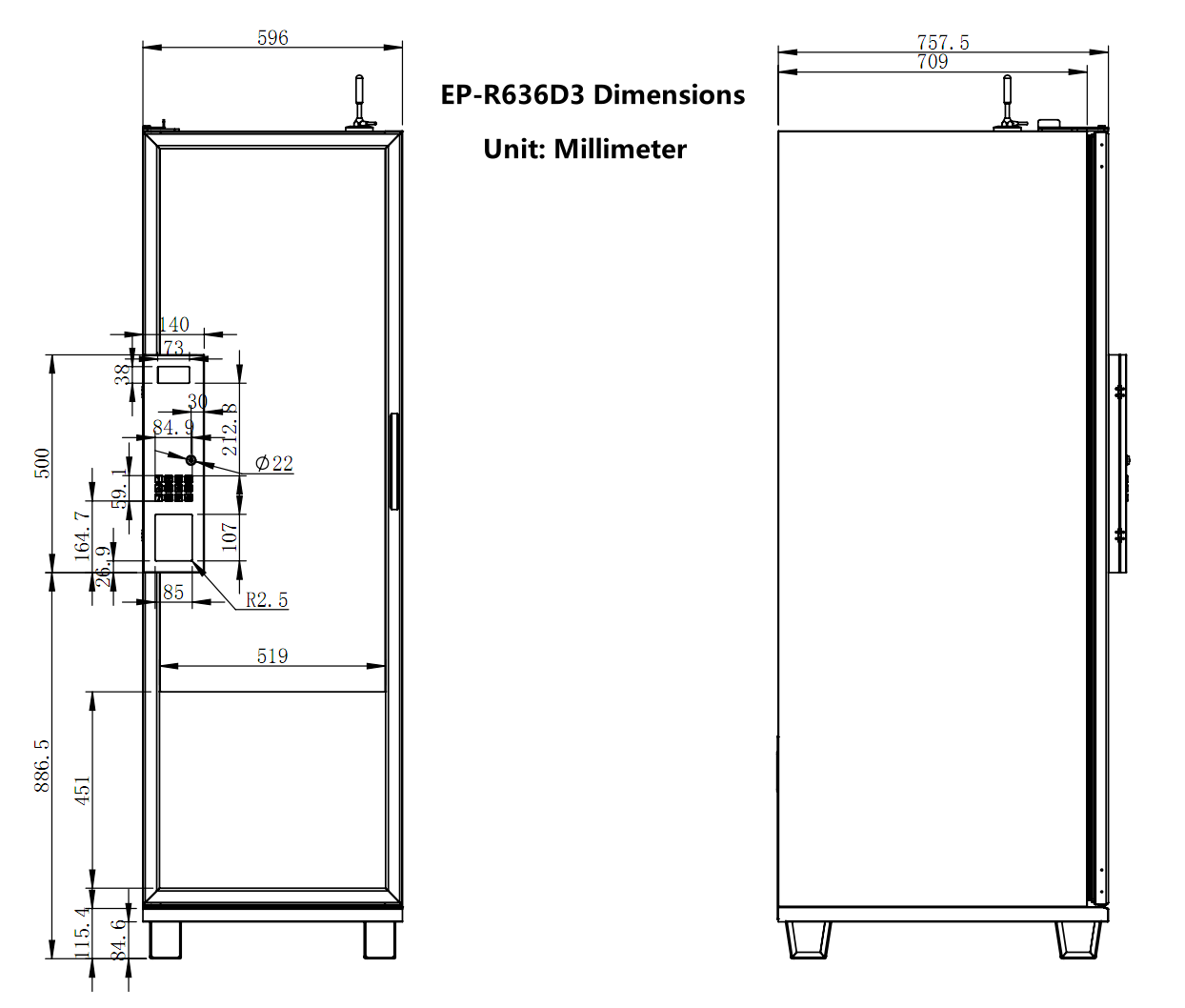 EPEX R525 Compact Slim Cashless Refrigerated Beverage Vending Machine with Open Door Pickup