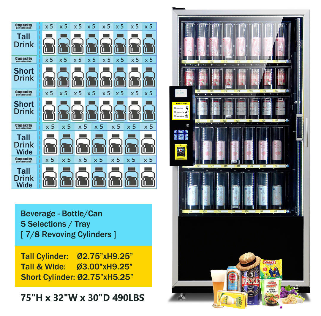 EPEX R654 Large Cashless Refrigerated Beverage Vending Machine with Open Door Pickup